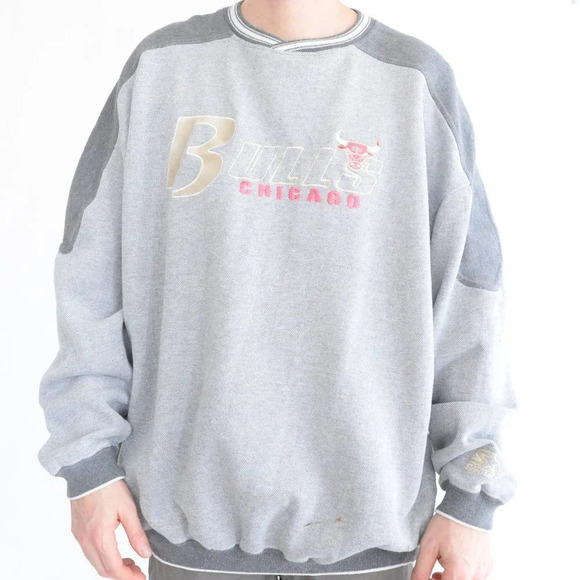 Vintage 80's Starter  NBA Chicago Bulls Grey Crew Neck Sweater XXL - Picture 1 of 13